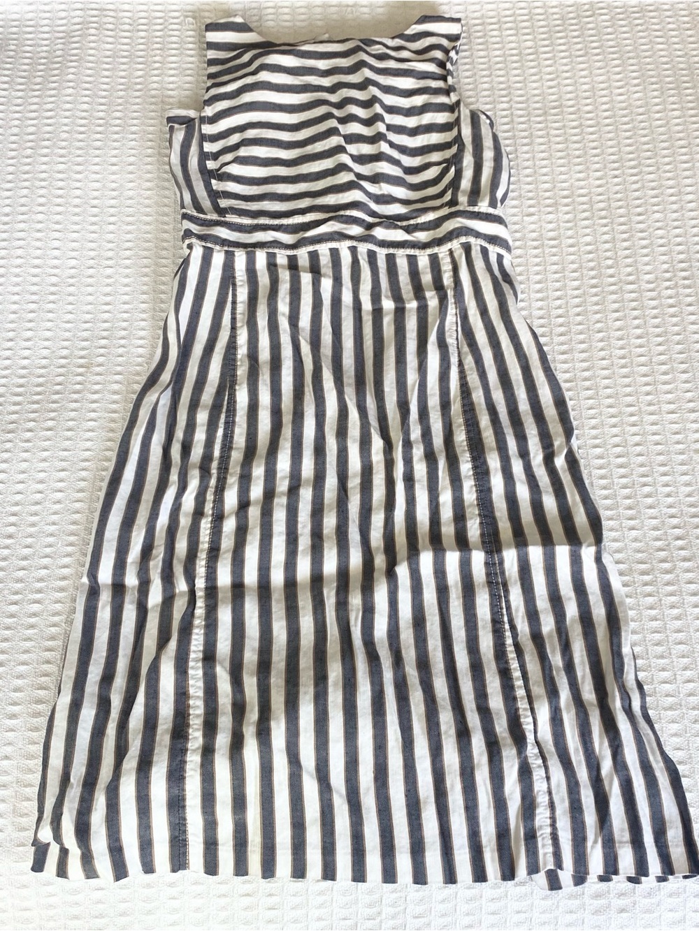 Ann Taylor Black and White Striped Sleeveless Dress